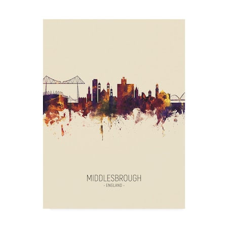 Michael Tompsett 'Middlesbrough England Skyline Portrait III' Canvas Art,14x19